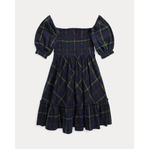 Ralph Lauren - Plaid Smocked Cotton Jersey Dress - Large (12/14)